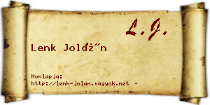 Lenk Jolán névjegykártya